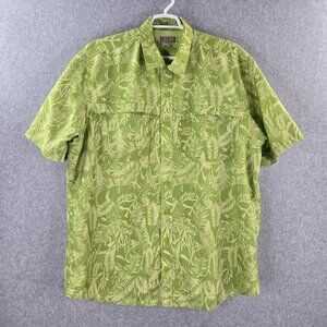 Duluth Shirt Mens 2XL XXL Tall Green Hawaiian Floral Vacation Action UPF 50 Cool